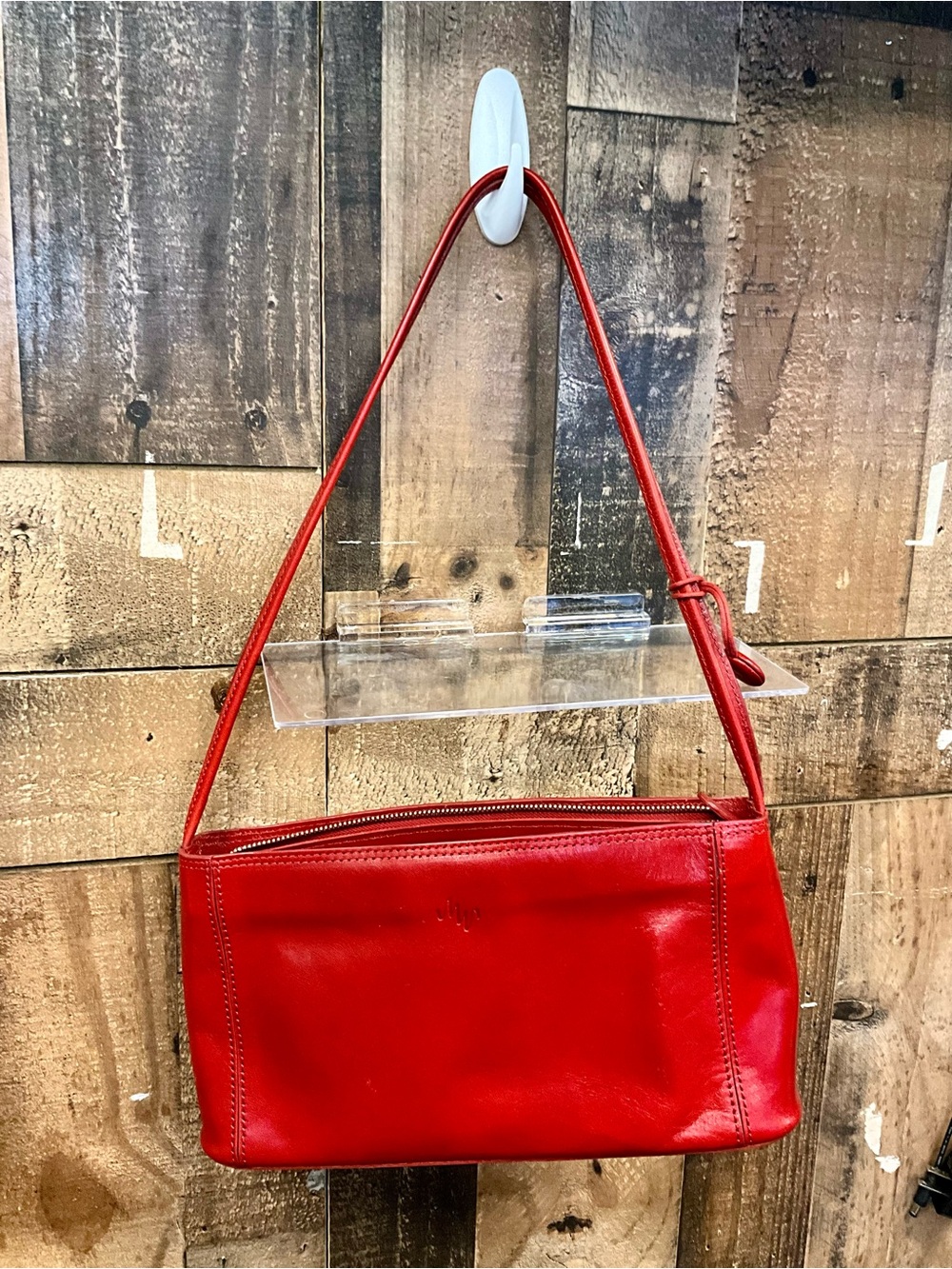 Monsac Red Leather Shoulder Bag